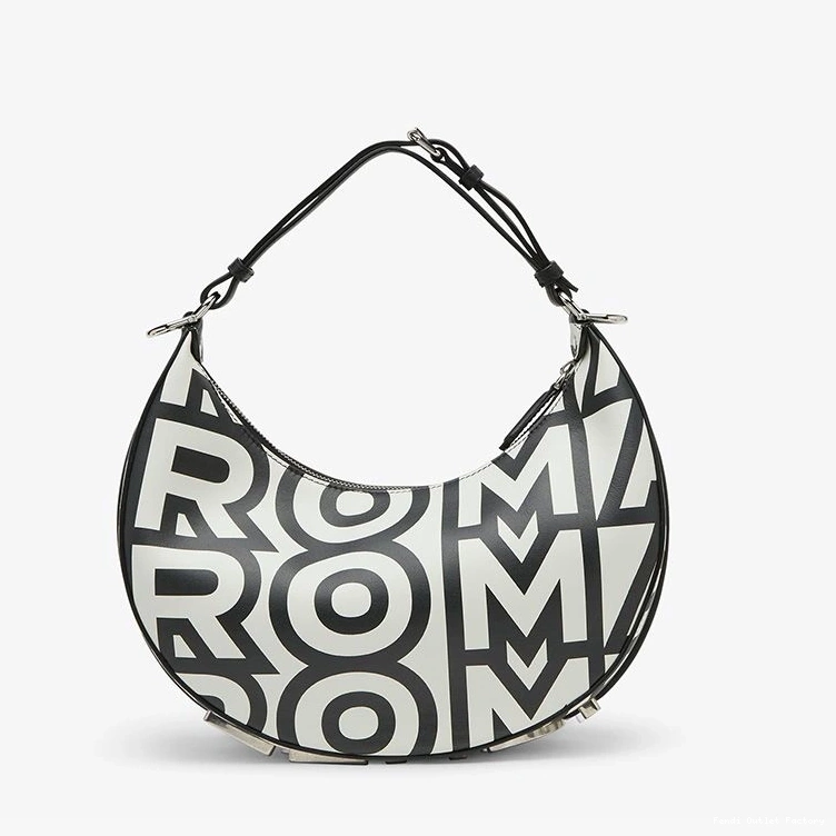 Cheap HOT Fendi Capsule Black White Bag Fendi Roma In Fendigraphy Small Leather Hobo 0820